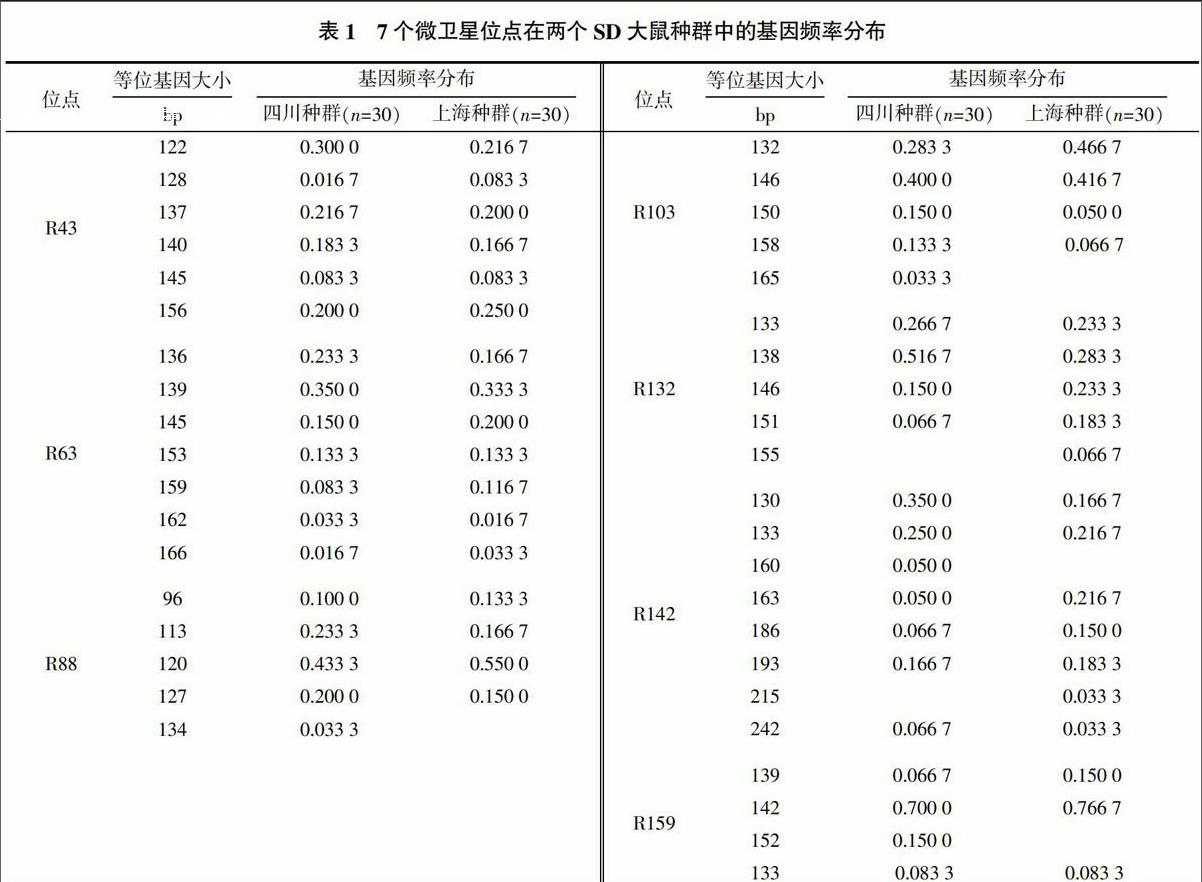 应用微卫星标记对两个sd大鼠封闭群的遗传学研究