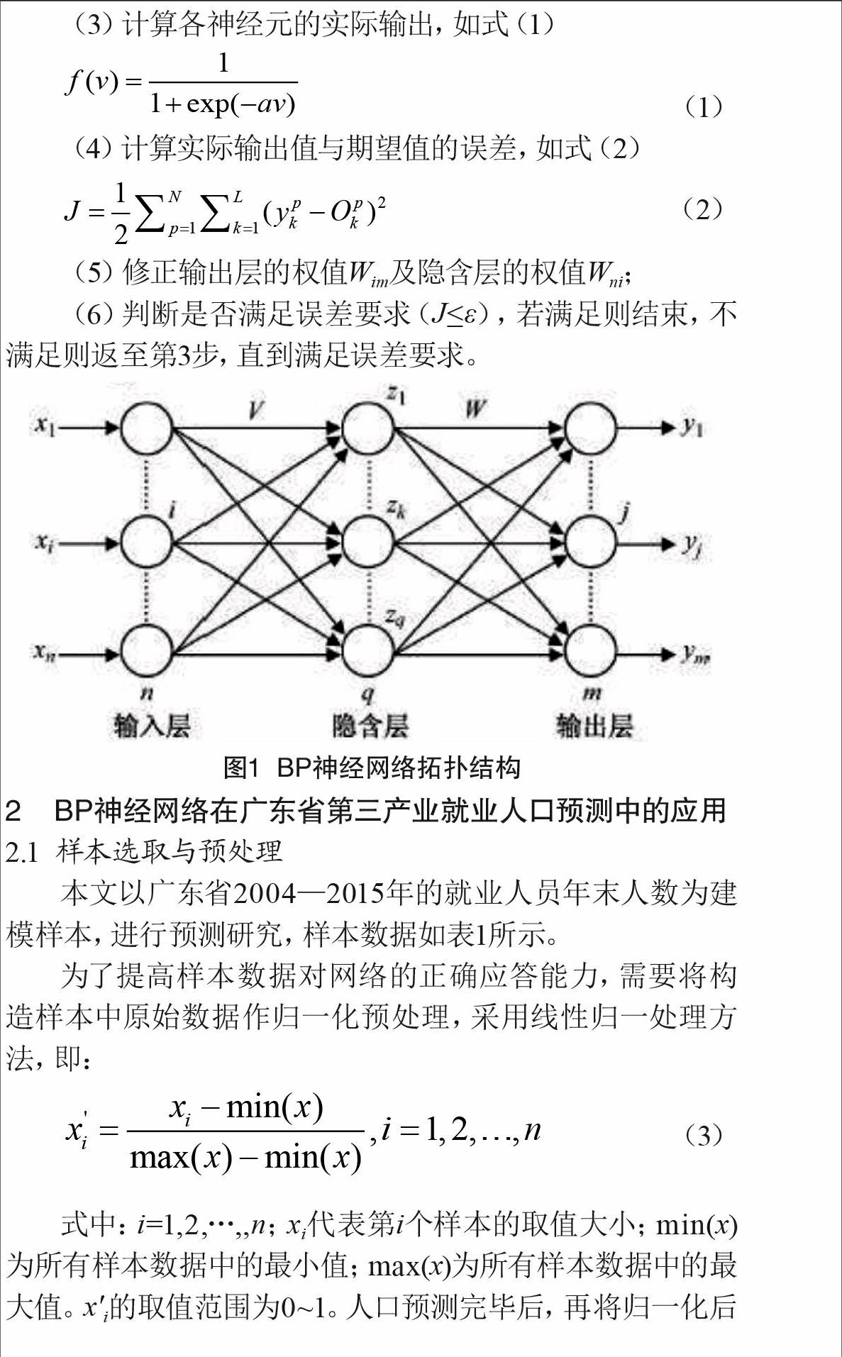 基于BP神经网络的广东省第三产业就业