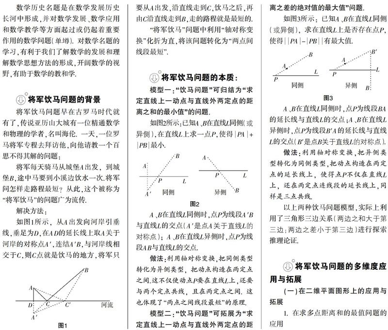 将军饮马问题的多维度应用与拓展