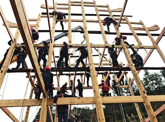 the stilted buildings of the tujia people