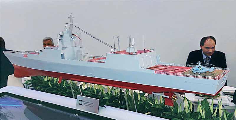 俄联合造船集团公司的22350m新型护卫舰模型 金刚石一安泰空天防御