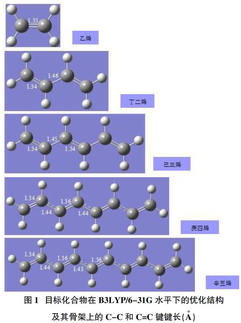 本文通过密度泛函理论研究了不同双键个数的烯烃化合物的分子结构
