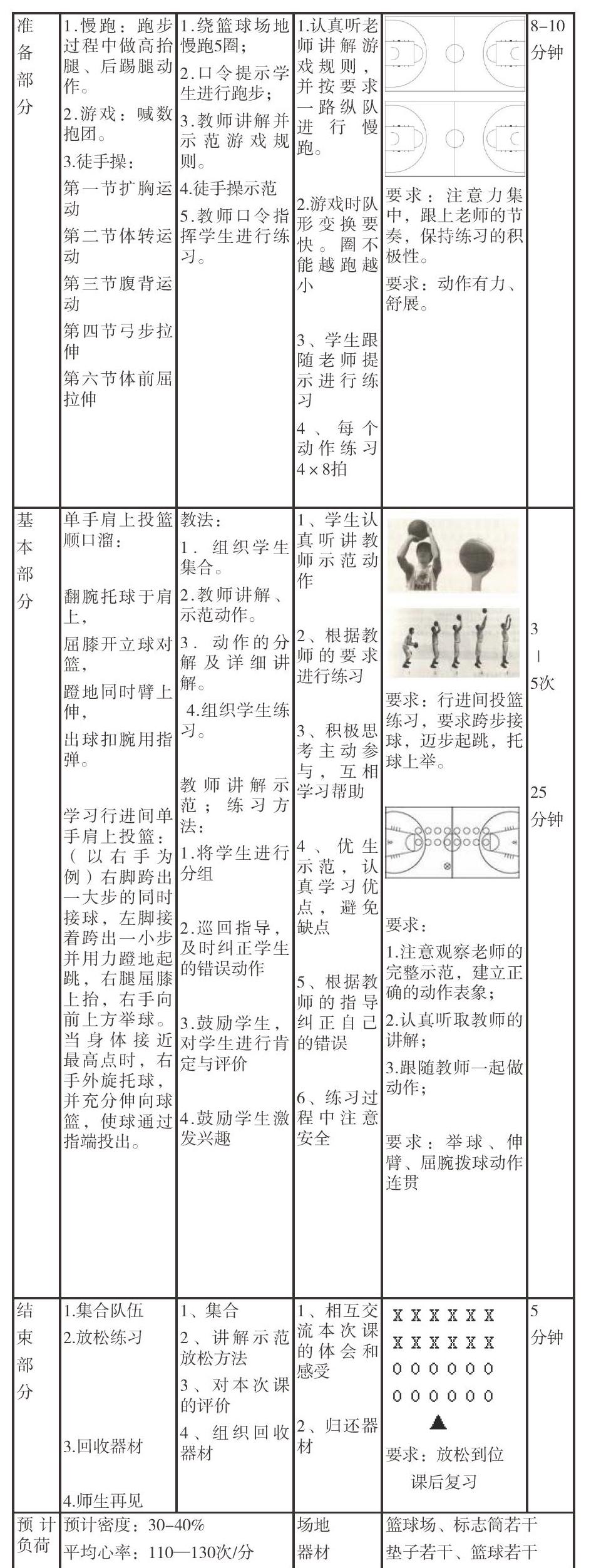 单手肩上投篮教案范文