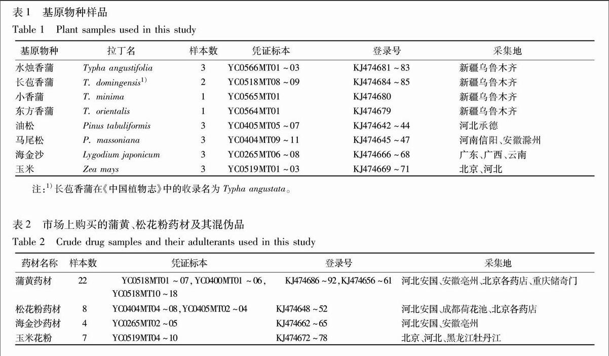 蒲黄 松花粉等花粉类药材及其混伪品的dna条形码鉴定 参考网