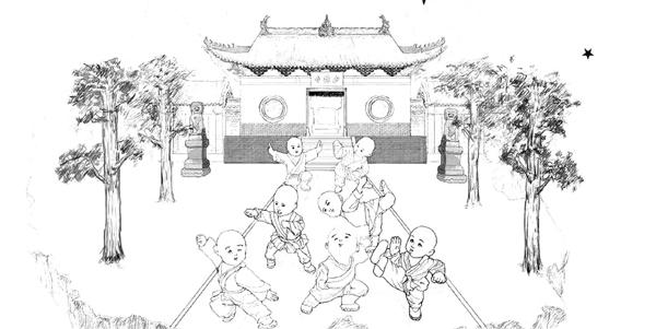 少林寺简笔画卡通版图片