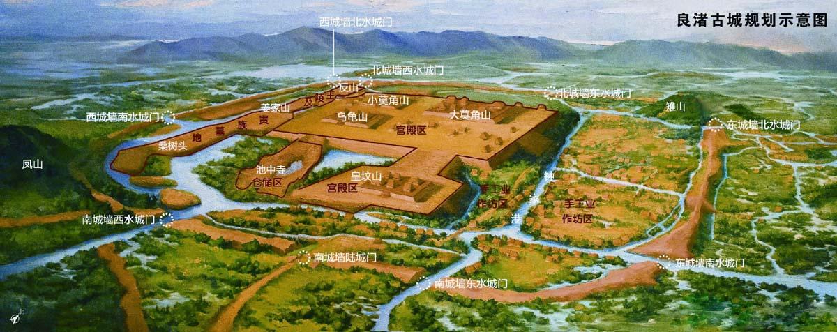 良渚古城遗址简图图片