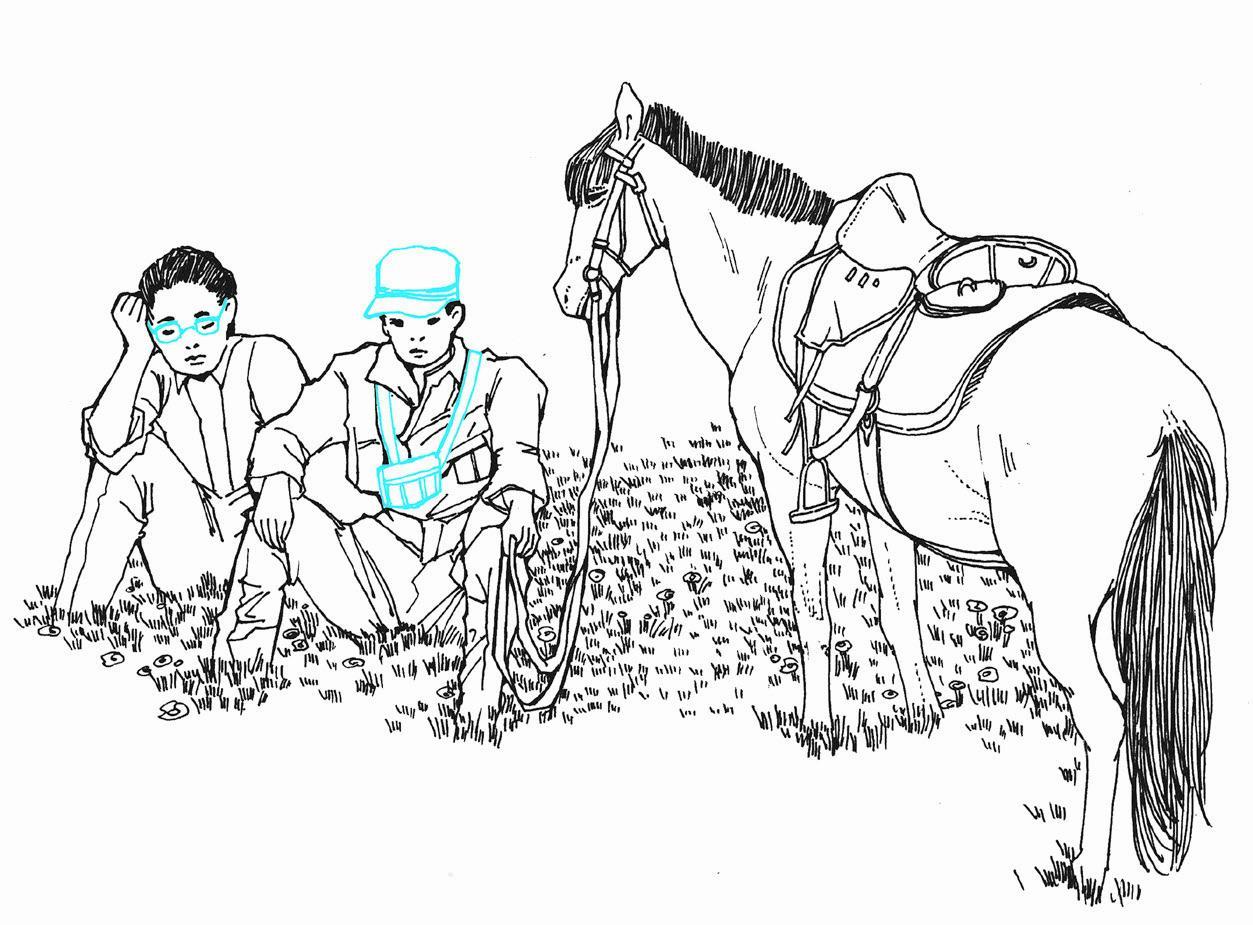 马背上的民族简笔画图片