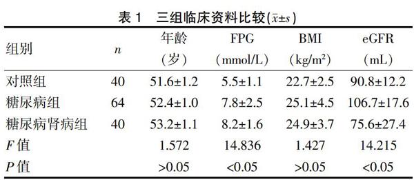 依據是否含微量白蛋白,分為早期糖尿病腎病組(40例)和