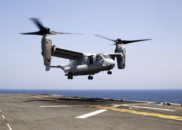 鱼鹰在以直升机模式飞行时就属于横列双旋翼直升机